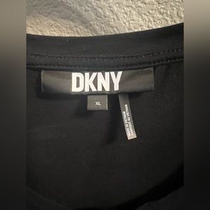 DKNYC Black Blouse, Sheer Sleeves, Size XL